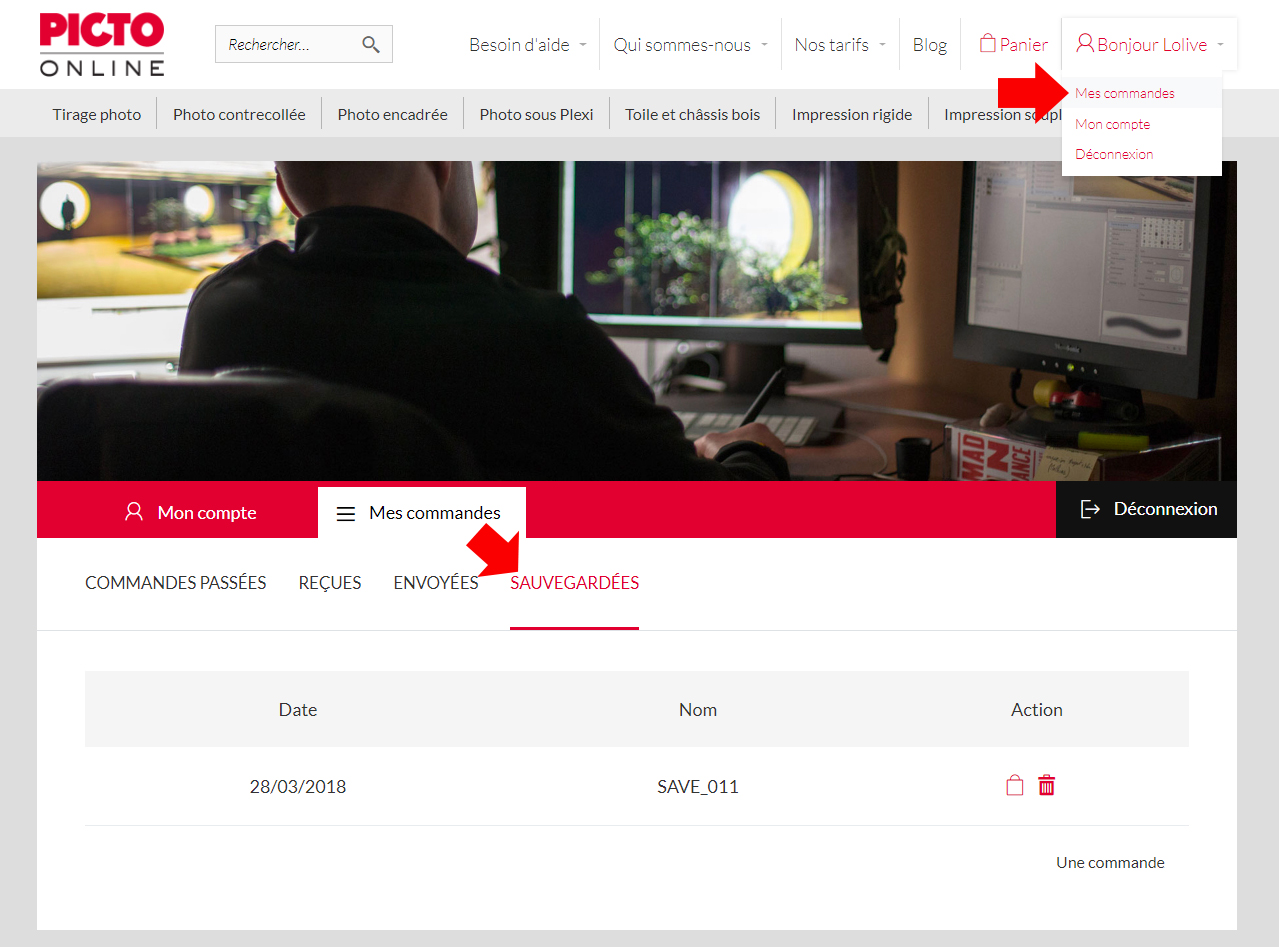 Commandes sauvegard&eacute;es